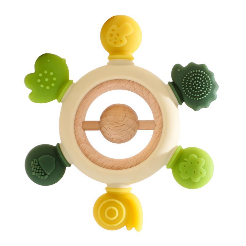 Forest Animal Silicone Teether – Musical Soothing Rattle & Anti-Hand-Eating Toy for Babies
