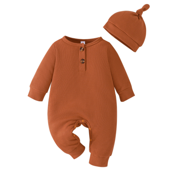 Three-Color Grid Baby Jumpsuit with Hoodie – Long Sleeve Crawling Outfit