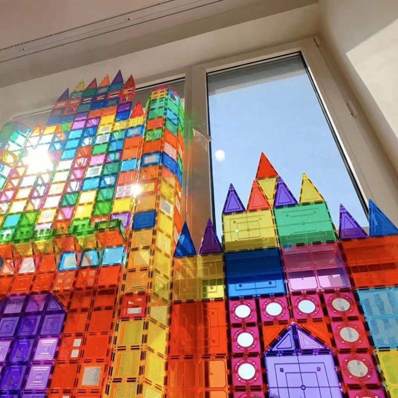 Kids Magnetic Building Tiles – 100/120 PCS Rainbow Set