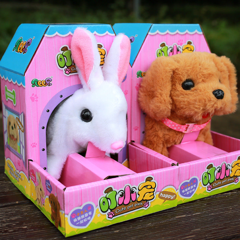Electric Walking & Barking Plush Toy – Simulated Dog or Rabbit for Babies