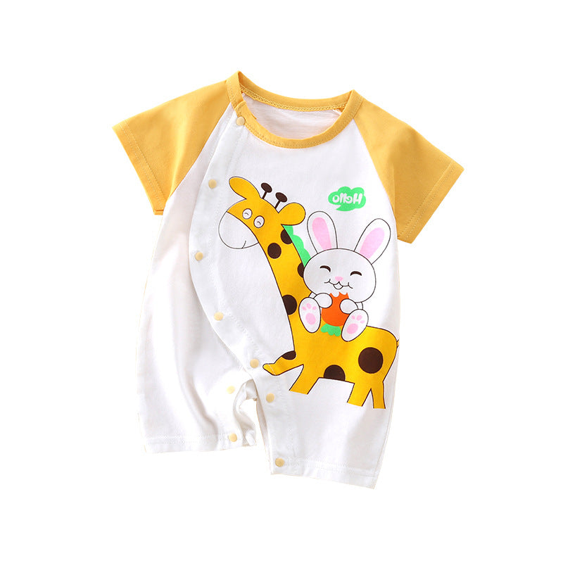 Summer Short Sleeve Baby Onesie – Breathable Combed Cotton Romper for Newborn Boys & Girls
