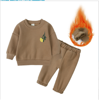 Chrysanthemum Plush Hoodie Set – Autumn & Winter Outfit for Boys and Girls
