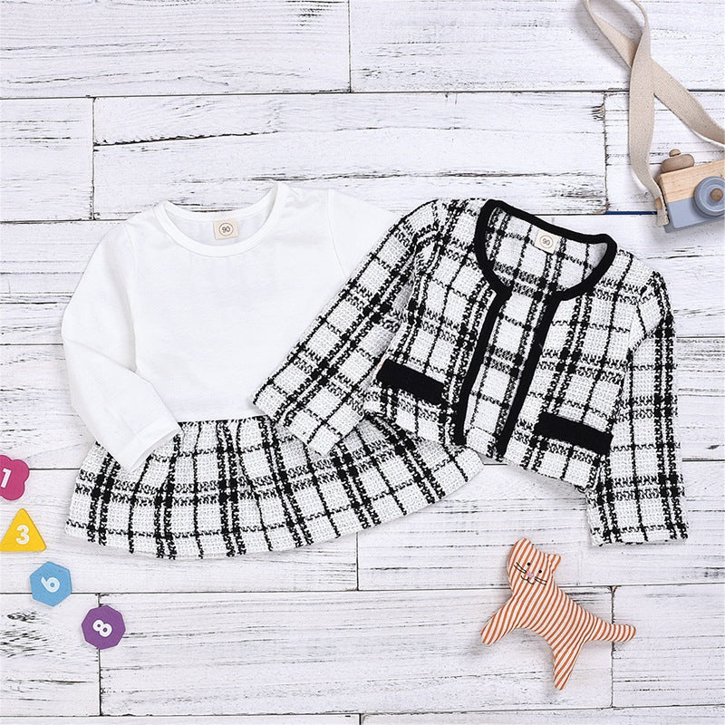 Elegant Two-Piece Long Sleeve Dress Set – French-Inspired Baby Girl Outfit