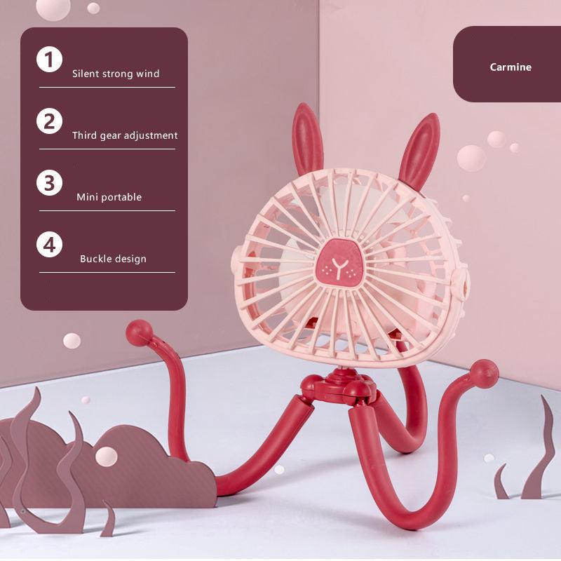 Octopus Baby Stroller Fan – USB Rechargeable Clip-On Fan with Flexible Tripod