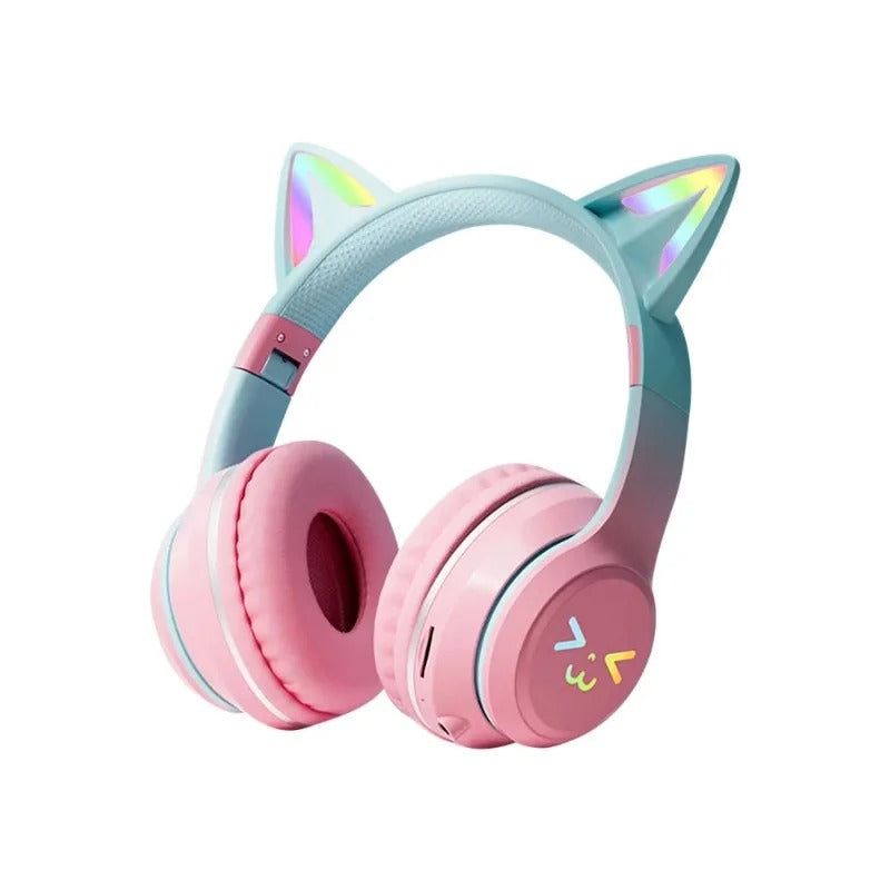 RGB Cat Ear Wireless Headphones – Bluetooth Stereo Headset with Mic | Kids Gift for Girls