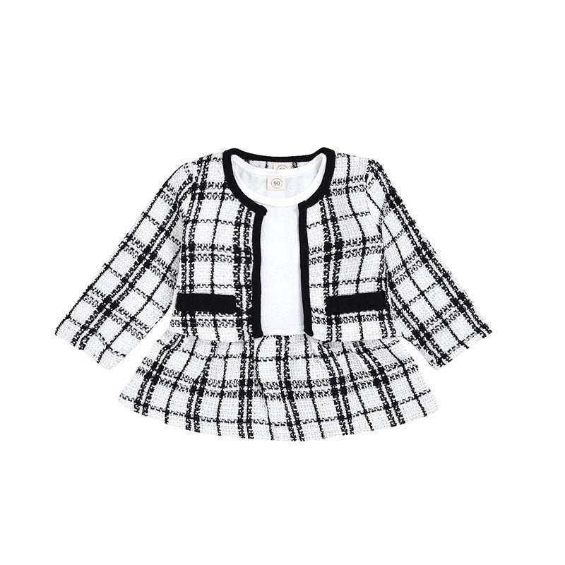 Elegant Two-Piece Long Sleeve Dress Set – French-Inspired Baby Girl Outfit