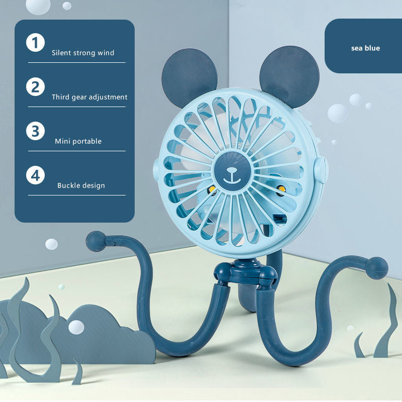 Octopus Baby Stroller Fan – USB Rechargeable Clip-On Fan with Flexible Tripod