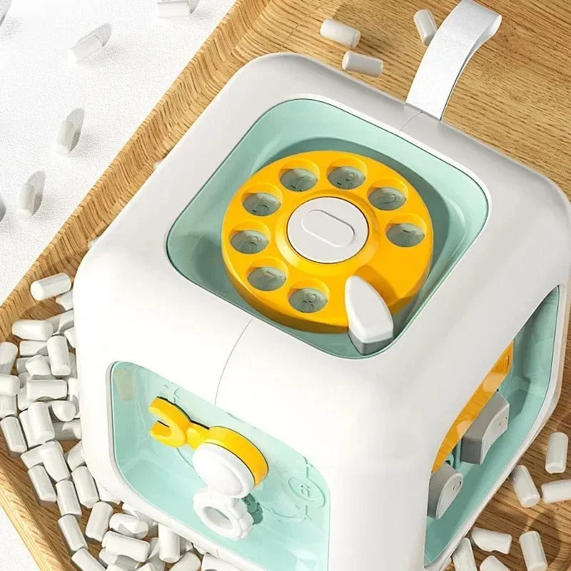 Montessori 6-in-1 Baby Skills Cube – Sensory Drawer Toy & Busy Board for Toddlers