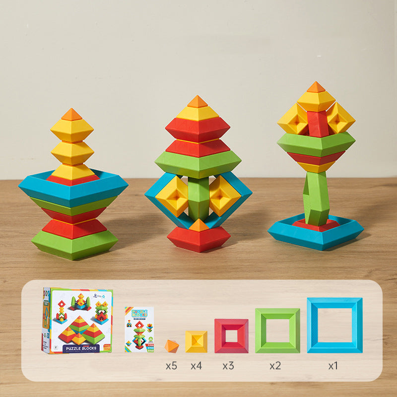 Wooden Rainbow Stacking Tower – Montessori Color & Shape Learning Toy