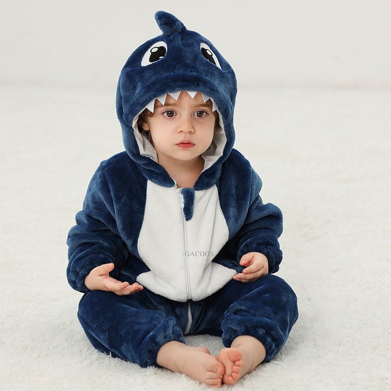 Stitch-Inspired Baby Onesie – Hooded Winter Cartoon Pajamas