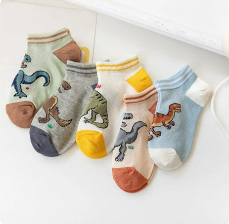 Summer Thin Dinosaur Socks – Breathable Mesh Socks for Boys (Baby to Big Kids)