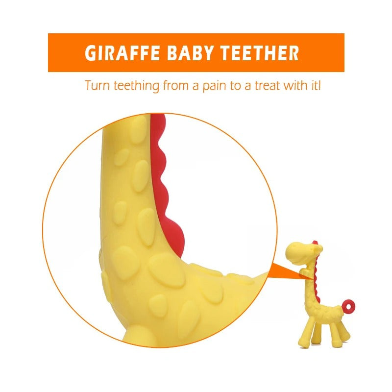 Giraffe Silicone Baby Teether – BPA-Free Cartoon Chew Toy for Teething Relief