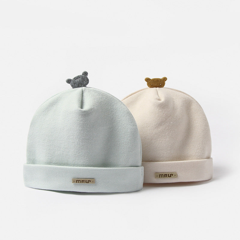 Double-Layer Cotton Baby Hat – Bear Style