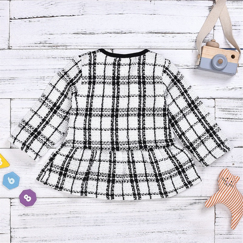 Elegant Two-Piece Long Sleeve Dress Set – French-Inspired Baby Girl Outfit