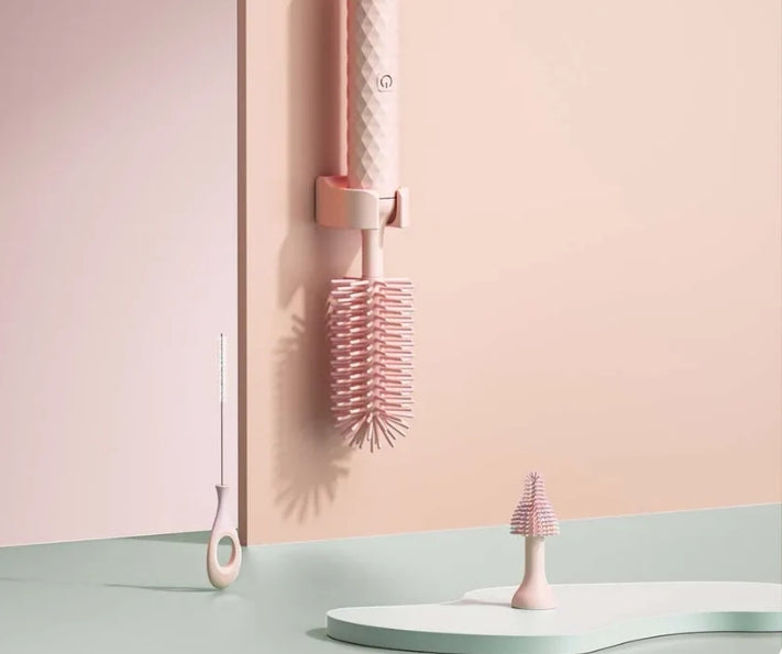 Electric Baby Bottle Cleaning Brush Set – 360° Rotating Brush with Nipple & Cup Attachments