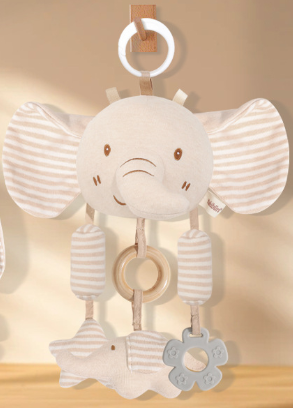 Organic Cotton Wind Chime Toy – Car & Crib Hanging with Teether (0–3 Years)
