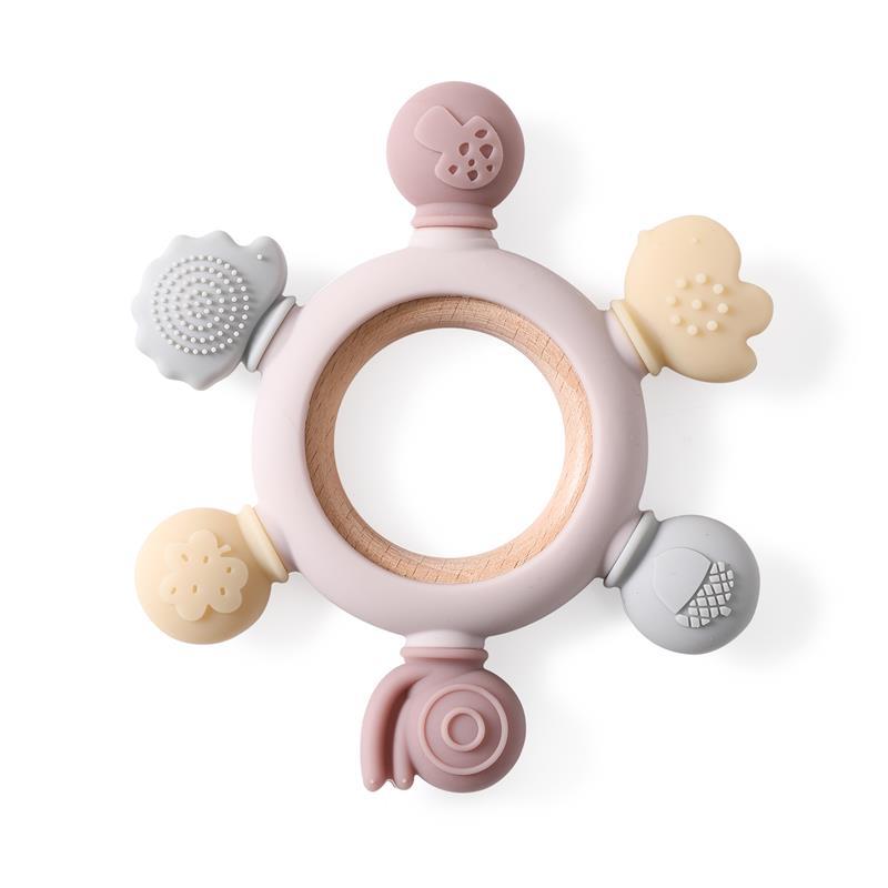 Forest Animal Silicone Teether – Musical Soothing Rattle & Anti-Hand-Eating Toy for Babies