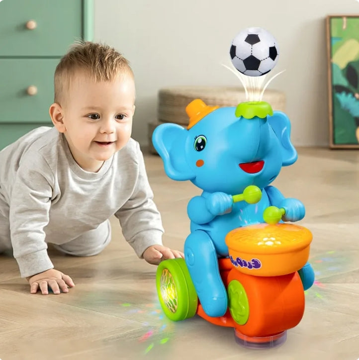 Electric Drumming Elephant Toy – Floating Ball & Universal Car for Toddlers