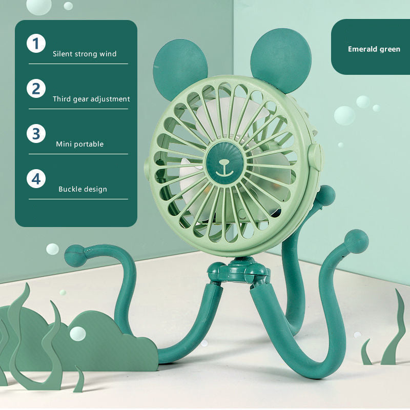 Octopus Baby Stroller Fan – USB Rechargeable Clip-On Fan with Flexible Tripod