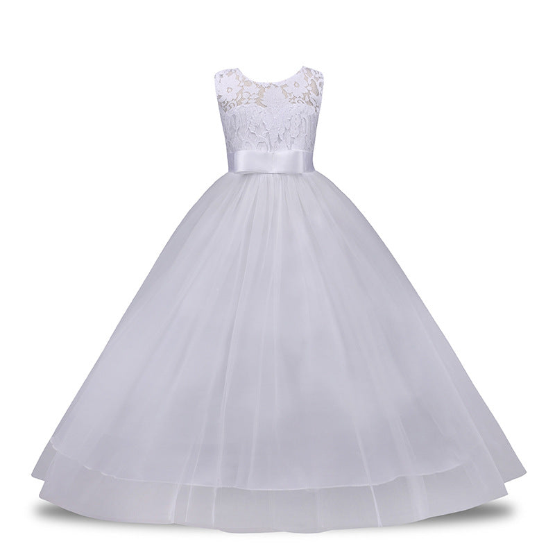 Elegant Girls’ Lace Wedding Dress – Formal Pettiskirt Gown for Special Occasions
